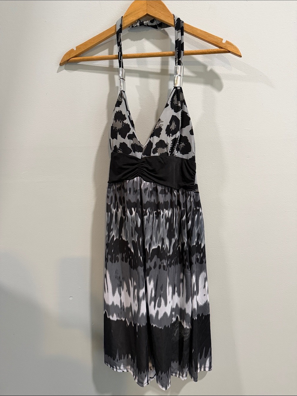 Ingear Black and Gray Printed Midi Dress NWOT